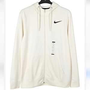 Nike Dri-Fit Mens Full Zip Training Sweatshirt Size Med In Ivory